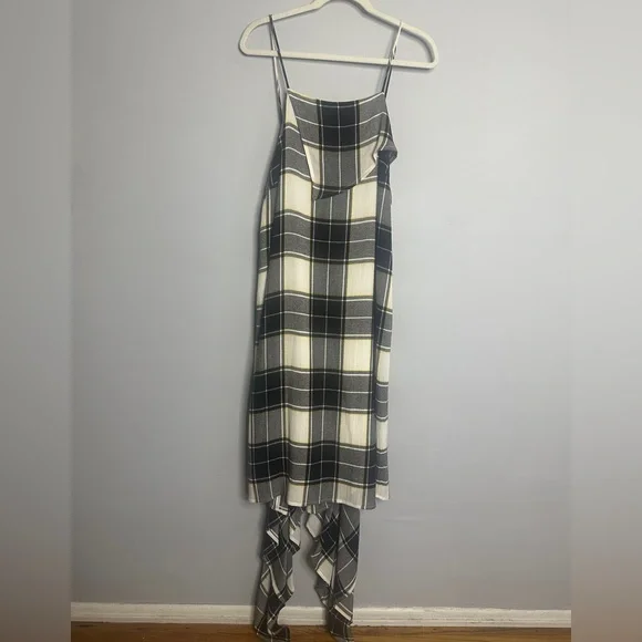 Public School Lilu Draped Plaid Dress Size 8 Color: Black| White|Yellow Plaid - Picture 4 of 8